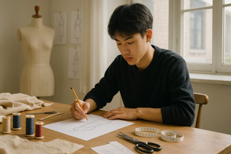 デザインを勉強する男性
