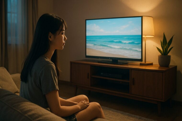 動画を楽しむ女性