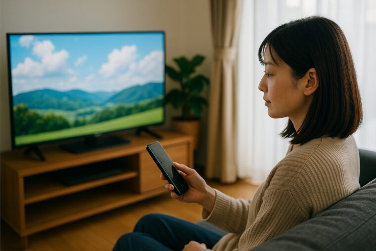 動画を楽しむ女性