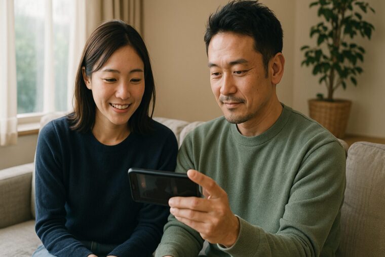 動画を楽しむ夫婦