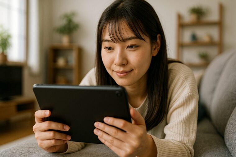 動画を楽しむ女性